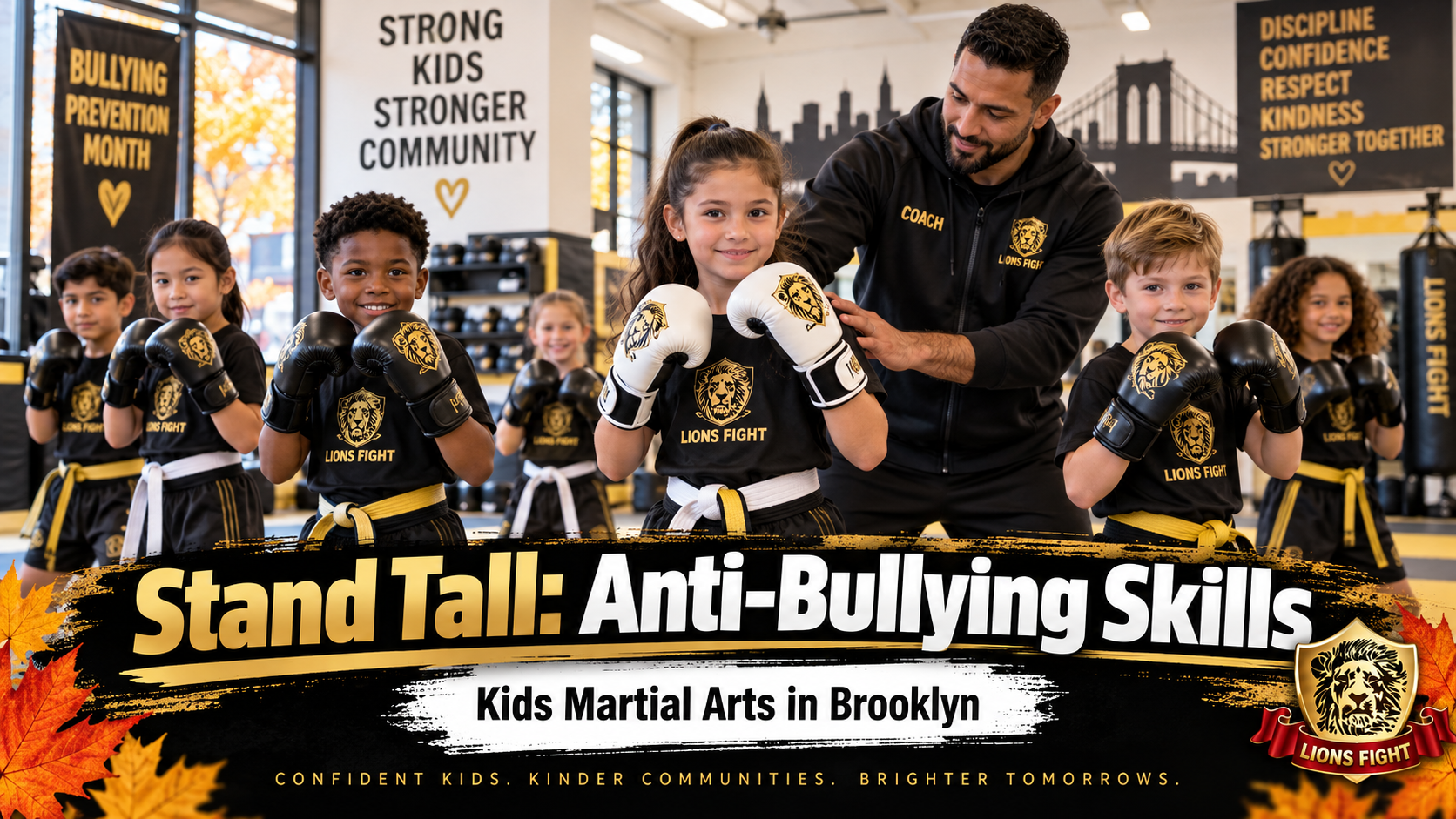 Kids anti-bullying martial arts in Brooklyn building confidence and safe self-defense at Lions Fight