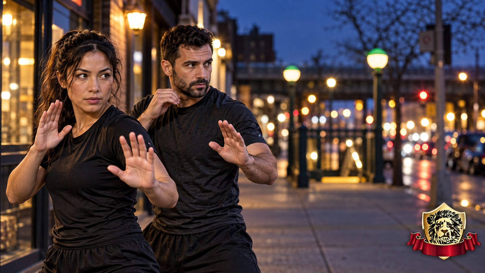 Adults training self defense classes in Brooklyn at Lions Fight after dark